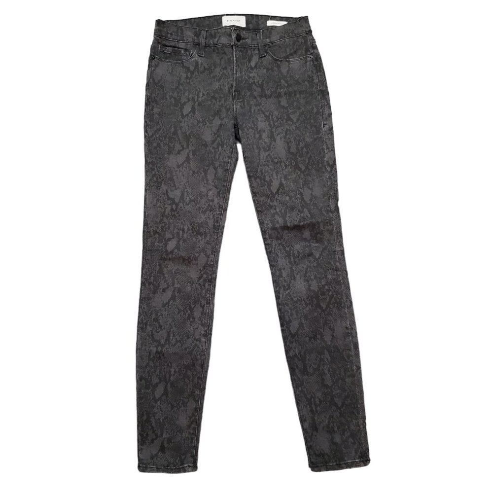 Frame Le Skinny De Jeanne Tonal Python 27 (Meas 27x29 9") Snake Print Jeans A14